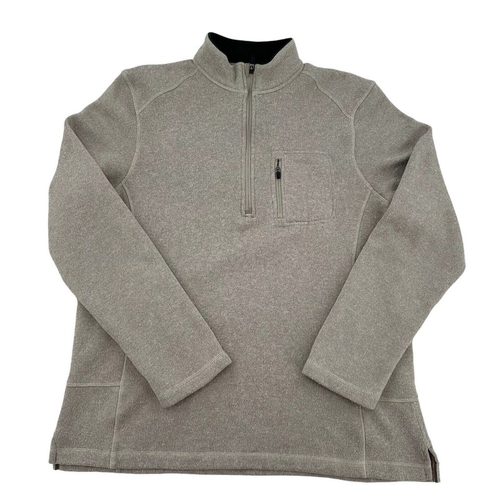 Woolrich Quarter Zip Fleece Men XL Pullover Sweater Tan Oatmeal Heather Soft